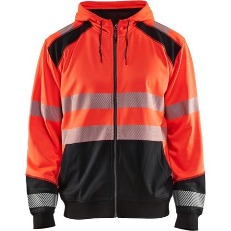 Sweat shirt à capuche haute visibilité Blaklader zippé classe 2 Rouge / Noir XS. (1/2)