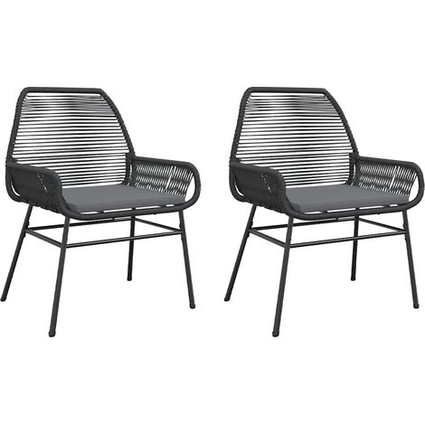 Maison Exclusive - Sedie da Giardino con Cuscini 2 pz Nere in Polyrattan