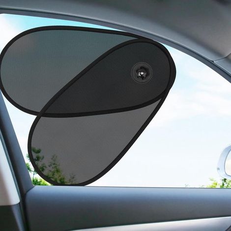 Paquete de 2 parasoles giratorios de 180° para cochecito y ventanas laterales de coche con ventosas (40x20cm, negro) (1/5)