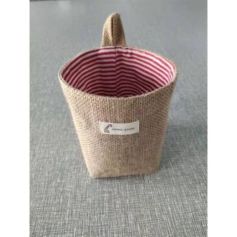 Panier à linge - - Motif rayé rouge - 13cm x 10cm - Cylindrique - Contemporain (1/4)
