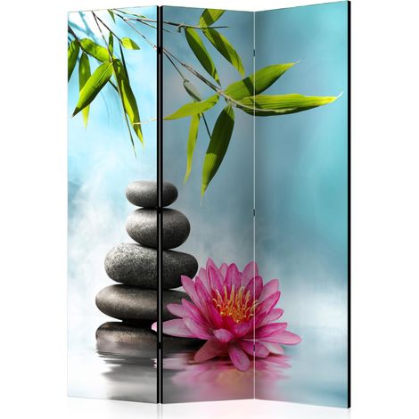 Paravento - Water Lily and Zen Stones [Room Dividers] - 135x172 (1/4)