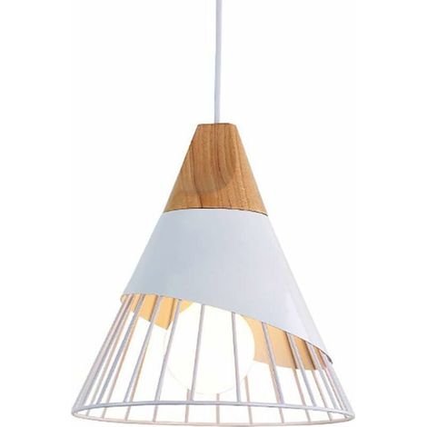 Rétro Metal Suspension en Métal Cage E27 Eclairage de Plafond , Industrielle Lustre Lampe Vintage Pendante Lumière Plafonnier Blanc (1/5)