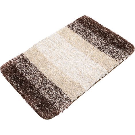 Tapis de bain luxueux 24x16" - Microfibre extra douce - Antidérapant shaggy - Marron (1/5)