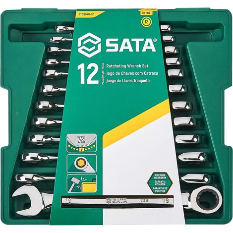 Sata ST09040-02 Juego de llaves de carraca cromadas 12 piezas