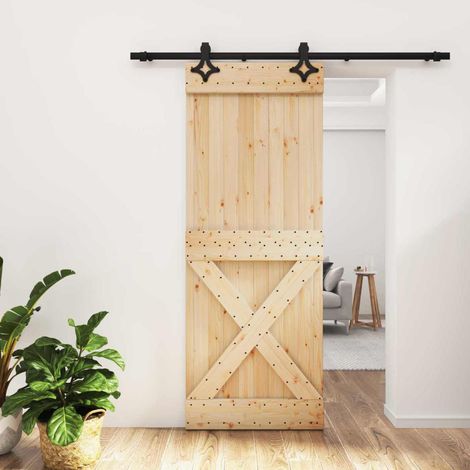 vidaXL Porta scorrevole Naturale e Nero 80 x 210 cm