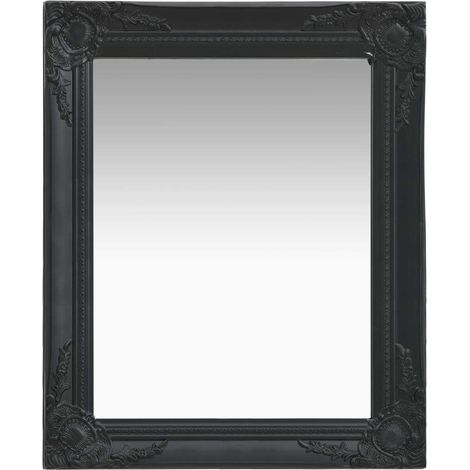 vidaXL Espejo negro -  Espejo de pared estilo barroco negro 50x60 cm
