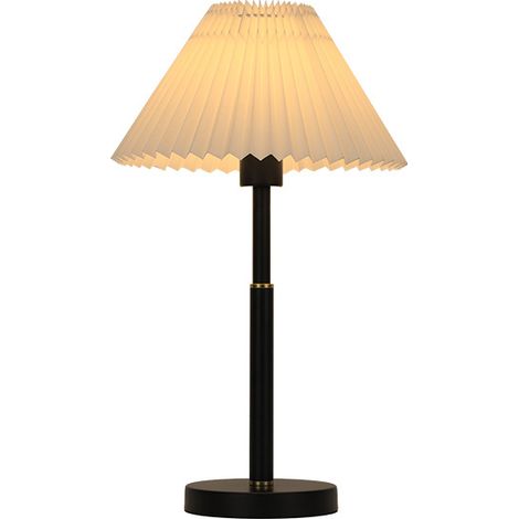 Nordische Plissee-Tischlampe E27 Weißes Licht Plissee-Lampenschirm Schwarzer Körper Weißer Lampenschirm