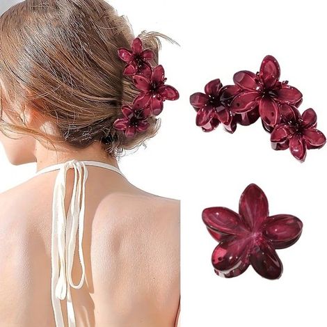 Lot de 2 pinces à cheveux - Pinces mignonnes à fleurs hawaïennes - Accessoires pour cheveux femme - Maintien optimal - Pinces pour queues de cheval - Accessoires coiffure style plage. Les couleurs son
