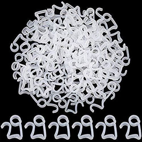 Lot de 100 crochets de suspension en plastique blanc pour guirlandes lumineuses de Noël, à fixer sur les gouttières et les bardeaux. Usage extérieur.