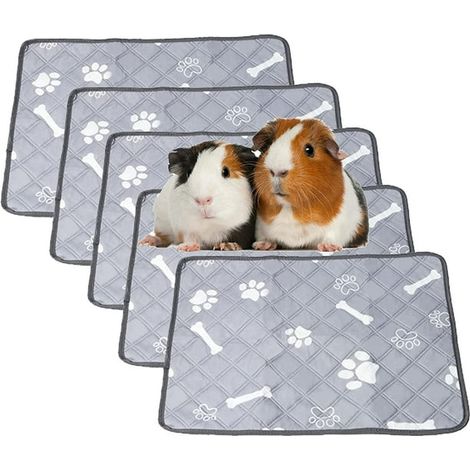 Pack Guinea Pig Cage Mats, Washable and Reusable Non-Slip, Super Absorbent, Fleece Lined for Dwarf Rabbit Hamster Highly Chinchilla Hedgehog, 12 x 12 Inches (1/5)