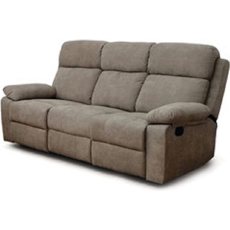 Divano Recliner 3 Posti 198 x 93 x 101 cm Beige con Struttura in Legno e Schiuma Riciclata Key