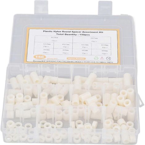 150-teiliges Set mit runden Nylon-Abstandsschrauben und Befestigungselementen, weiß