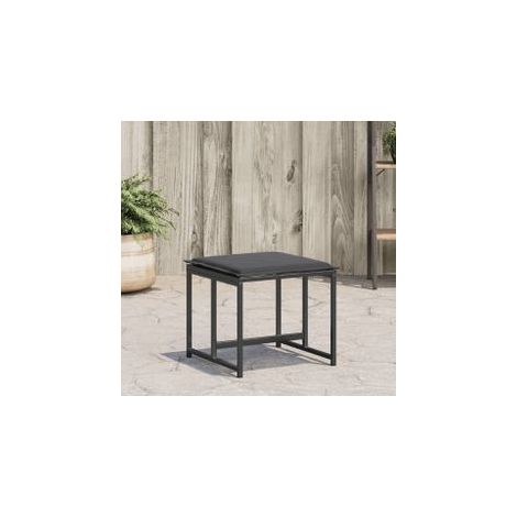 Tabourets de jardin avec coussins lot de 4 noir acier-textilène (1/5)