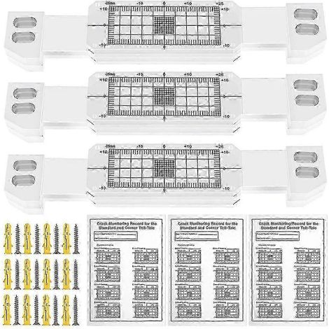 Lot de 3 indicateurs de fissures, témoins d'angle en acrylique, dispositif de surveillance des fissures, M (1/5)