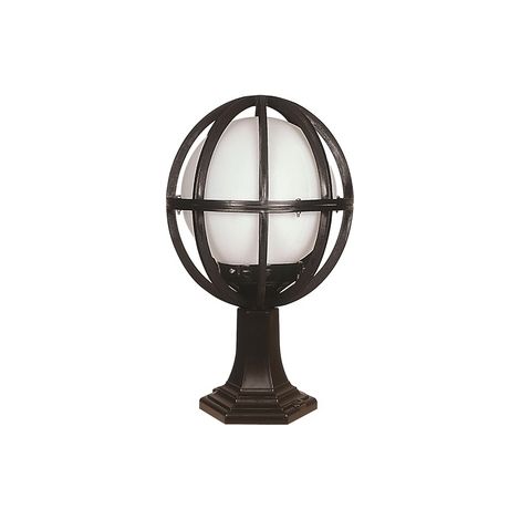 Aplique de suelo globo recto pantalla gris para exterior, abs , negro, 30x30x50, casquillo E 27 Max 60 W
