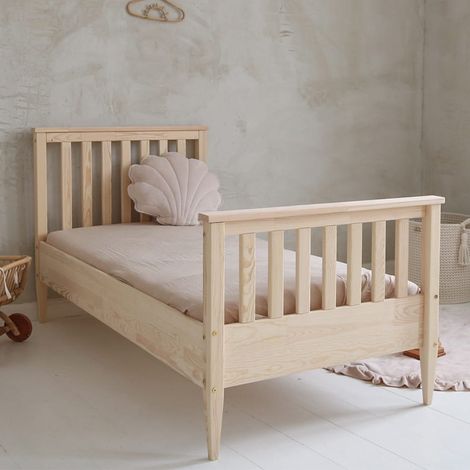Letto 90x190 compresa base e gambe 19 cm Joséphine Bois (1/5)