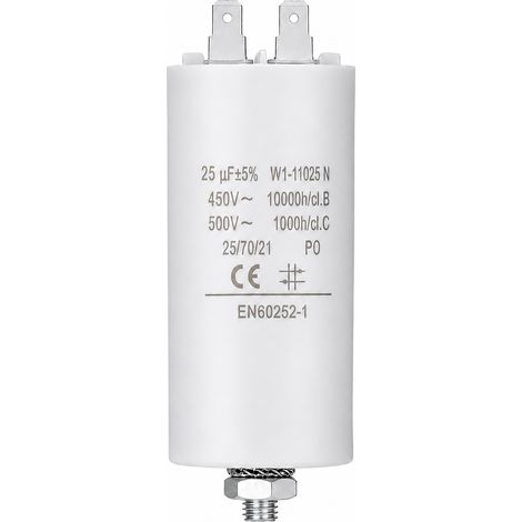 Condensador  25 uF  450 V  Faston  1 uds. 25.0 uF