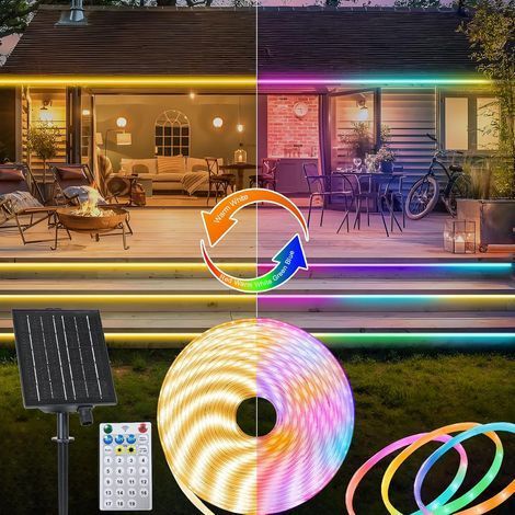 1 Bande LED Solaire 10M,360 LED,Bicolore,IP68,Télécommande,Jardin (1/5)