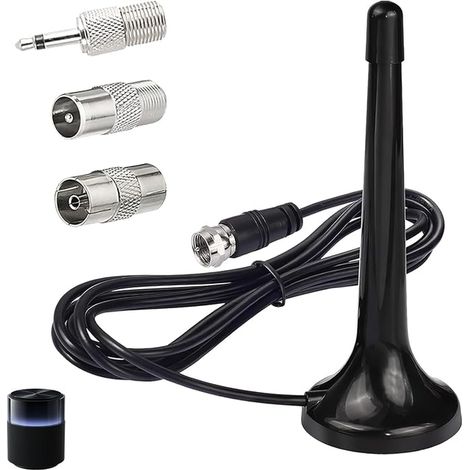 Antenna radio FM DAB per sintonizzatore HiFi telescopico con base stabile, compatibile con ricevitori stereo da 75 Ohm, sintonizzatori portatili e sistemi Hi-Fi, cavo da 3 m, installazione