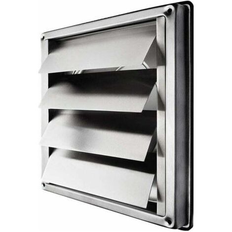 Grille de ventilation inox 150 mm – Grille carrée 184 x 184 mm avec lattes mobiles – Résistante aux intempéries pour hottes et ateliers (1/5)