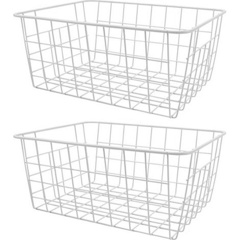 Panier de congélation antirouille grande capacité en fer pour fruits, snacks et boissons, lot de 2, blanc, sans doublure (1/5)
