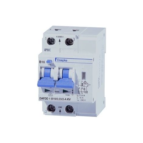 PROTECTION CONTRE L'INCENDIE INTERRUPTEUR 2P 240 V B16 A 0,03 A A 3TE MITSCHALTENDER DOEPKE 9961302