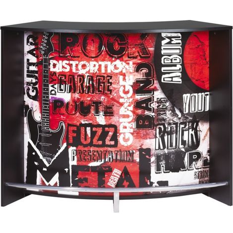 Les Tendances – Meuble bar comptoir d'accueil noir 3 tablettes 134,5 x 104,8 x 55,3 cm – Panneaux mélaminés et MDF – Repose-pieds métallique – Éco-conçu (1/4)