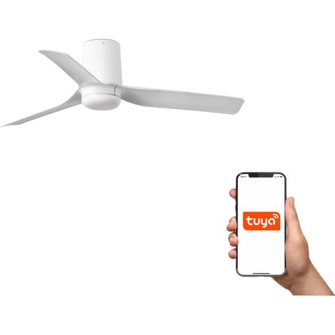 Faro Mini Punt Tub Petit ventilateur de plafond à 3 pales blanc mat, système intelligent Tuya (1/3)