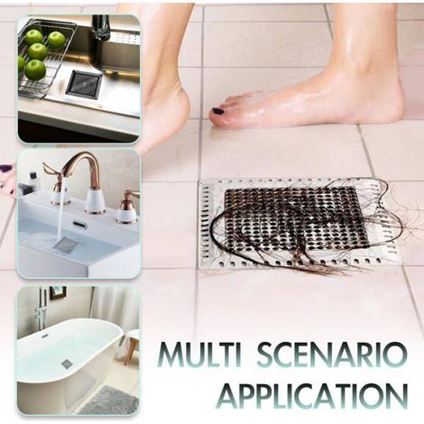 Filtre De Douche - Acier Inoxydable - Pour Bac À Douche Évier Salle De Bain Cuisine - 12,2 X 12,2 Cm - Noir - 1 Pièce (1/5)