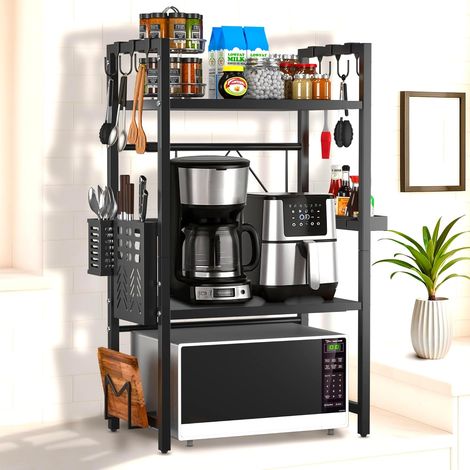 Étagère Extensible à 3 Niveaux pour Micro-Ondes - Support à 2 étagères pour Micro-Ondes pour comptoir de Cuisine - Support pour friteuse à air, Grille-Pain et Machine à café (1/5)
