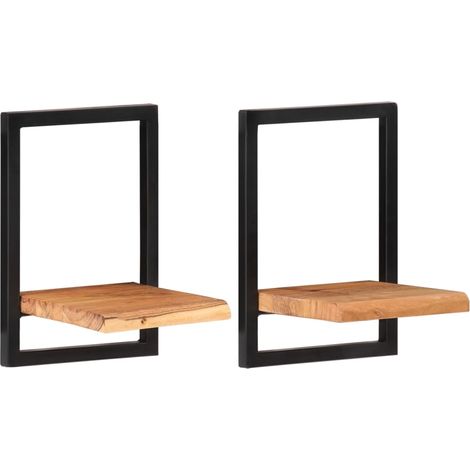 Étagères murales 2 pcs,Étagère flottante 25x25x35 cm Bois d'acacia et acier CFW95738 (1/4)