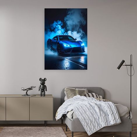 Wandbild Blauer Sportwagen 60x90