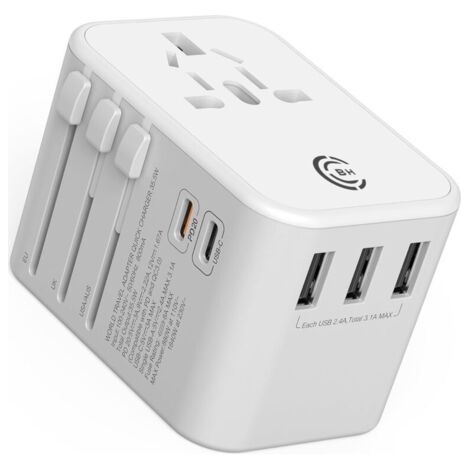 Adaptateur de voyage universel Adaptateur multiprise international Adaptateur secteur mondial Type CA UK USA Europe USB tout