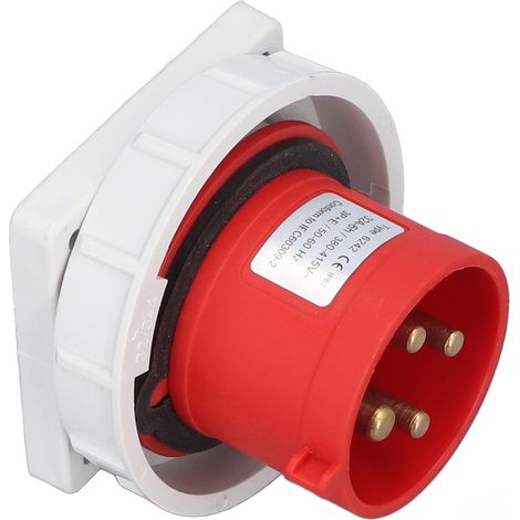 Connecteur industriel étanche 4 broches nylon laiton 32A 380-415V AC prise avion 3P+E (1/5)