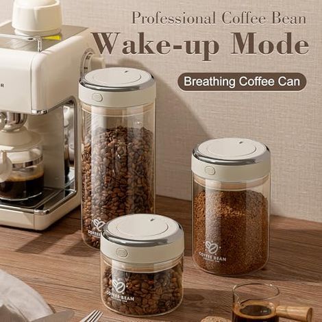 Récipient de stockage de grains de café avec valve unidirectionnelle, couvercle hermétique et indicateur de date convient pour conserver le café et plus encore cafetière en verre borosilicate transp (1/5)