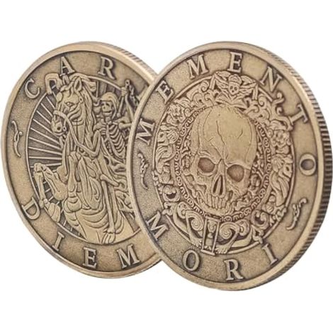 Pièces de Collection Memento Mori Médaille Carpe Diem Stoïcisme Pièces Souvenirs Finition Antique Cadeau Officiel pour la Pratique stoïque Quotidienne (1/5)