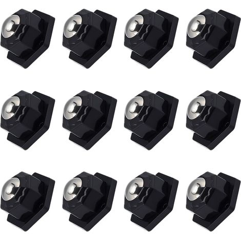 12 Ensembles Roulettes Auto Adhésives, Roulettes de Table Extra Plates avec Base et Vis Auto Adhésives pour Meubles Boîtes de Rangement Petits Appareils Électroménagers, 42x37x23.5mm, Noir (1/5)