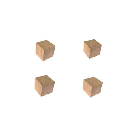 Quincadeco – Pied de meuble chêne massif 5 cm – Lot de 4 cubes – Fabrication française – Pour supports statuettes et fausses poutres