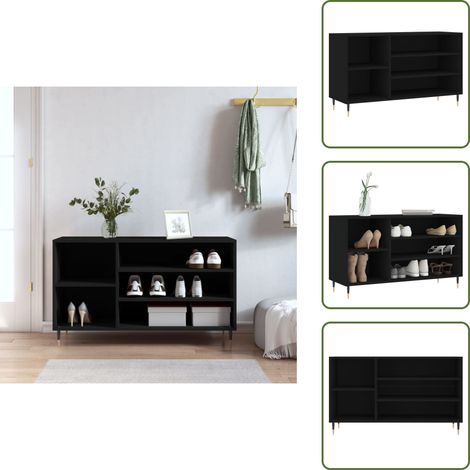 The Living Store Schuhregal Schwarz 102x36x60 cm Holzwerkstoff - Schuhschrank - Schuhregal - Holzwerkstoffmöbel - Garderobe - Aufbewahrungssystem