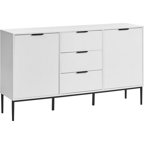 Sideboard White MDF 2 Door Cabinet Storage Modern Minimalist Design Living Room Storage LEDUC