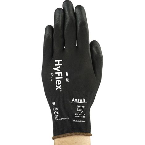 12 paires de gants HyFlex ANSELL 48-101 - Noir - 9 (L)