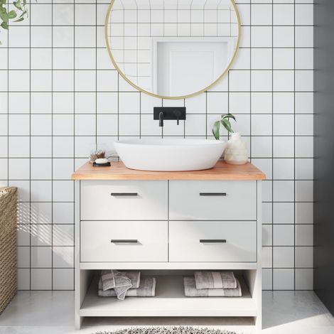 Comptoir de salle de bain marron clair 100x60x2 cm bois traité