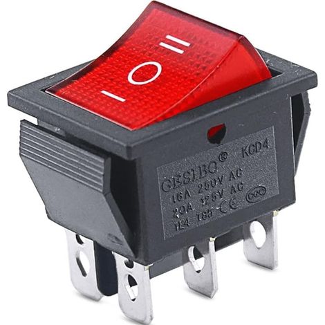 Interruptor basculante de 6 vias ON/OFF/ON  Rojo 16 A (1/5)