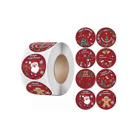 3 rouleaux d'étiquettes autocollantes pour sceller les boîtes cadeaux de Noël (3,80 x 3,80 x 0,10 cm) (1/2)