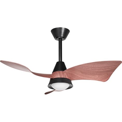 Ventilador de techo con LED base de metal aspas sintéticas aspecto de madera temporizador 3 modos de temperatura mando a distancia negro Haines (1/5)