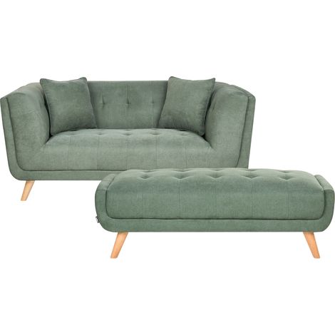 Sofa 2-Sitzer HABO Stoff Grün mit Ottomane (1/5)