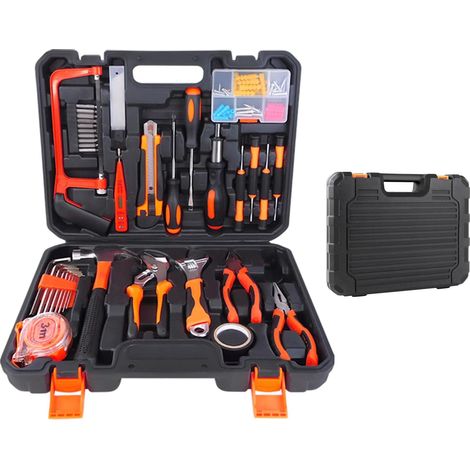 ensemble d'outils de réparation de 102 pièces, comprenant une clé à molette, un ruban à mesurer de 3 mètres, un tournevis, un couteau utilitaire et une boîte à outils ensemble d'outils de réparation m