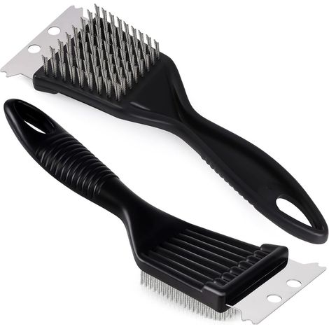 Brosse et grattoir pour barbecue en 2 pièces - Brosse en acier inoxydable pour nettoyer la grille - Accessoires pour le nettoyage du barbecue - Durable et facile à nettoyer (1/5)