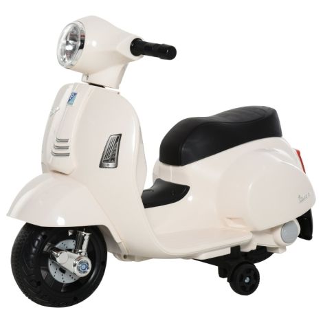 Vespa Licensed 6V Kids Electric Motorcycle Ride-On Battery-Powered for 18-36 Months with Horn and Headlight in White