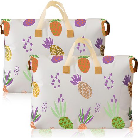 Sac Rangement Couette, 2 Pièces 120L Sac de Demenagement, housse Rangement, Transport, Stockage de Manteau, Couette en Duvet, Literie, Couvertures, Vêtements, Vacances (2, Ananas, 80 56CM) (1/5)